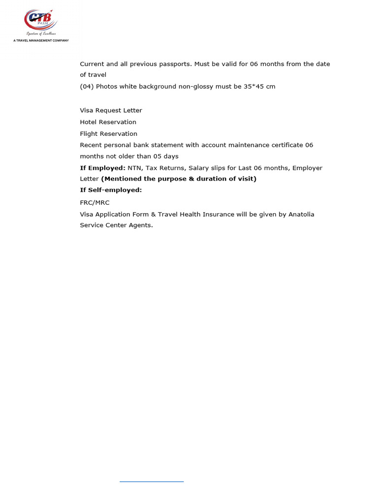 Turkey Visa Requirements | PDF