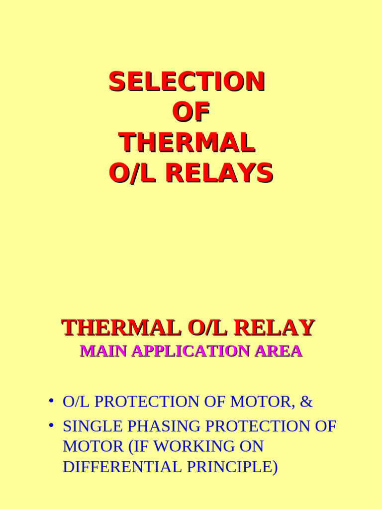 Thermal Overload Relay Selection Guide | PDF | Electrical Engineering ...
