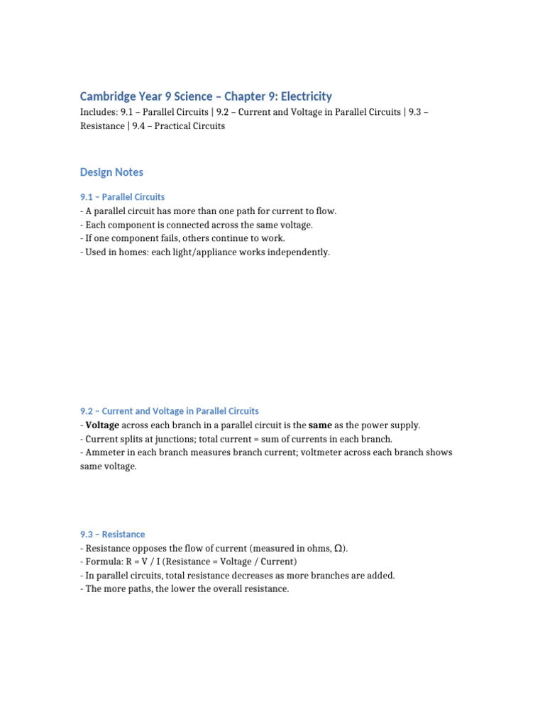 Understanding Parallel Circuits in Electricity | PDF | Series And ...