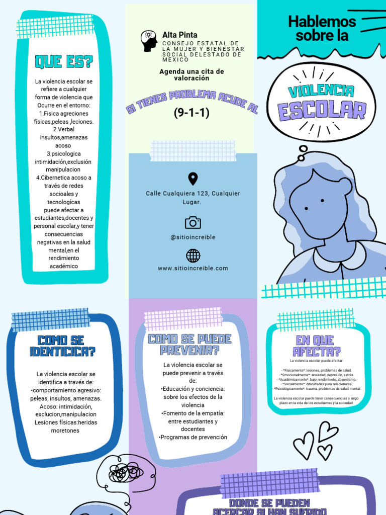 Triptico Depresion y Ansiedad Organico Azul PDF | PDF | Violencia ...
