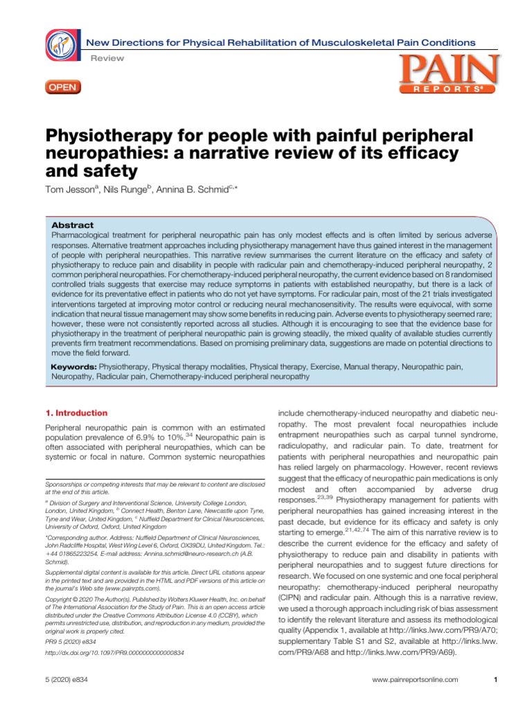 Physiotherapy for Peripheral Neuropathies | PDF | Peripheral Neuropathy ...