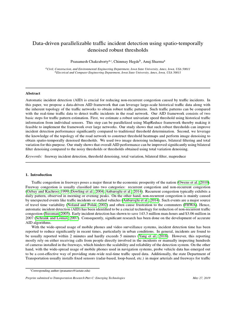 Data-Driven Traffic Incident Detection | PDF | Outlier | Median