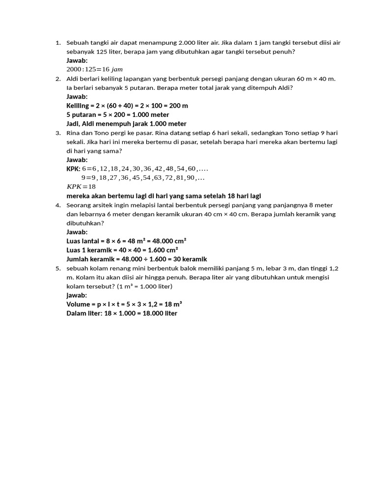 Soal Litnum Tambahan | PDF