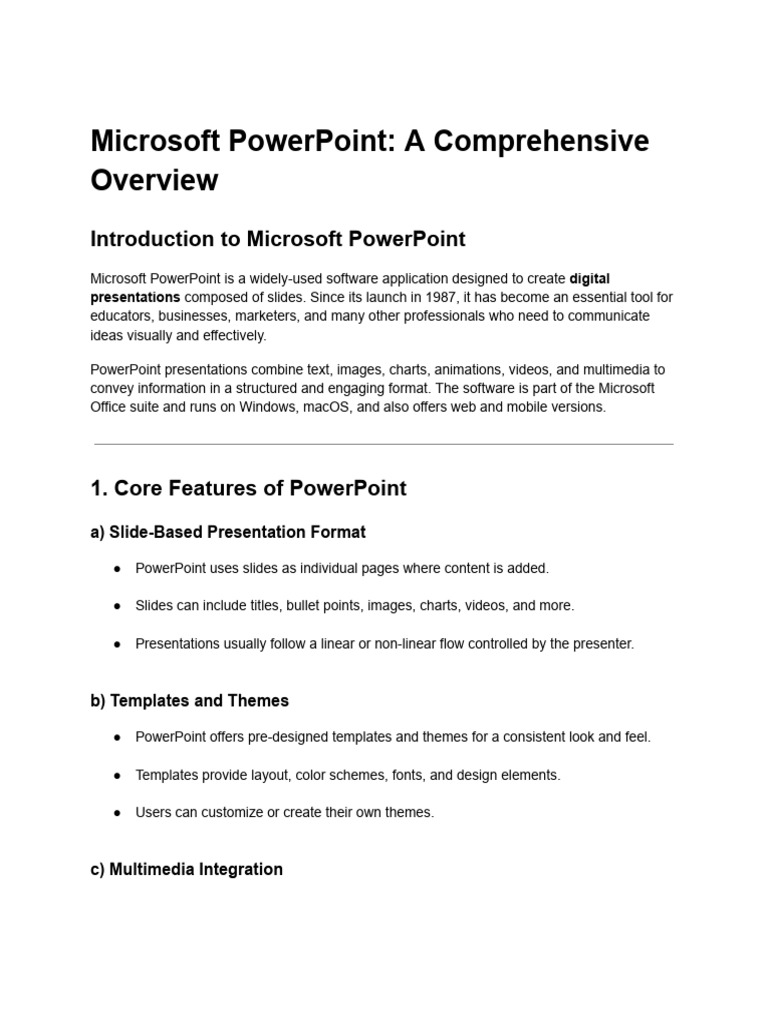 Microsoft PowerPoint - A Comprehensive Overview | PDF | Microsoft Power ...