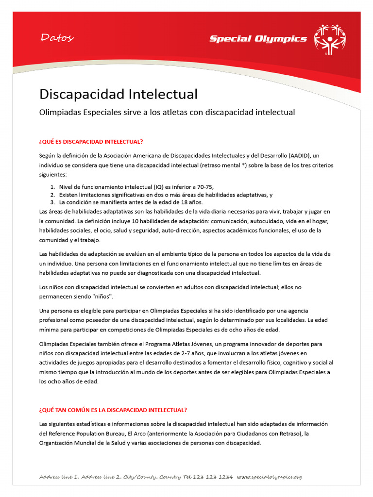 Discapacidad Intelectual y Olimpiadas Especiales | PDF | Discapacidad ...