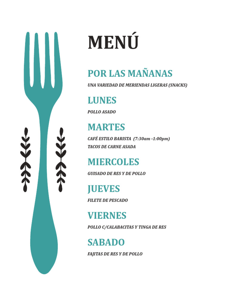 Menú (Puerta Del Comedor) | PDF