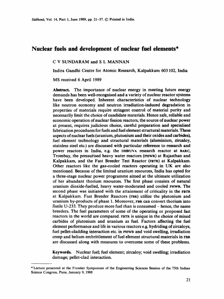 Thorium Fuel Element Design in Reactors | PDF | Nuclear Fuel | Nuclear ...