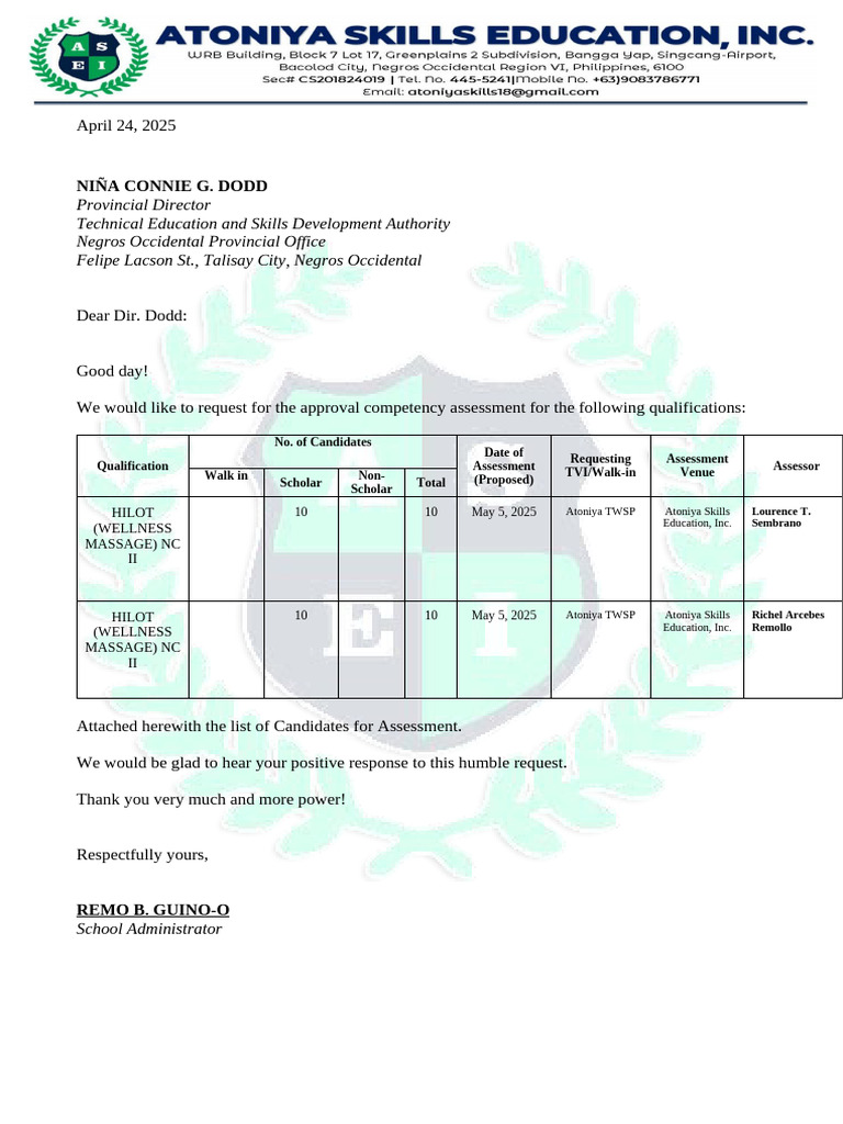 Request Letter For Assessmenmt 2 | PDF