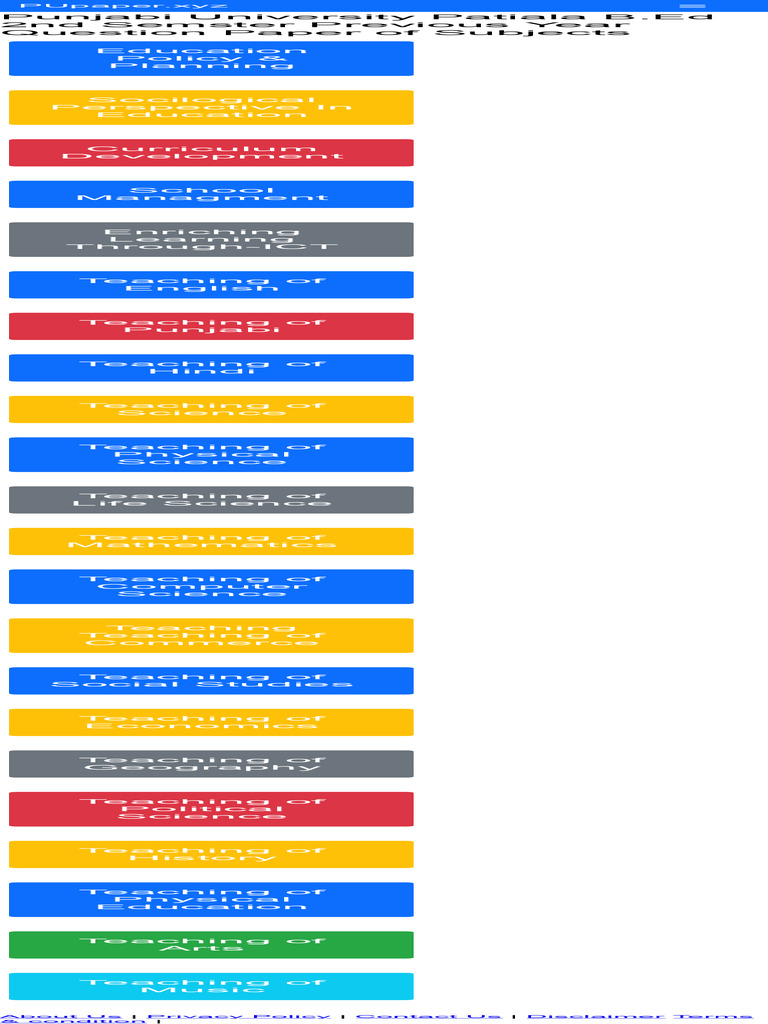 B Ed Sem 2 Previous Year Papers Pup Pdf