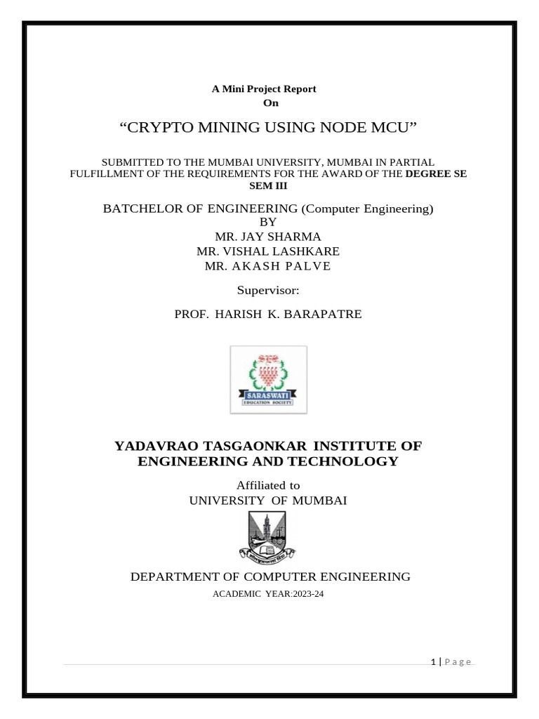 Mini PC Crypto Mining with Node MCU | PDF | Cryptocurrency | Bitcoin