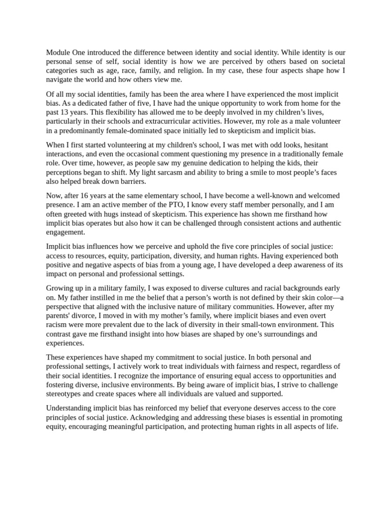 Understanding Implicit Bias and Social Justice | PDF | Identity (Social ...