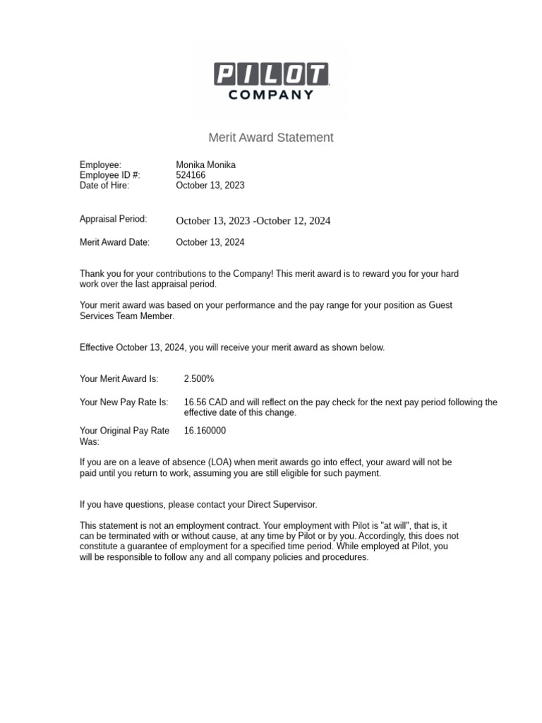 Anniv Merit Increase | PDF