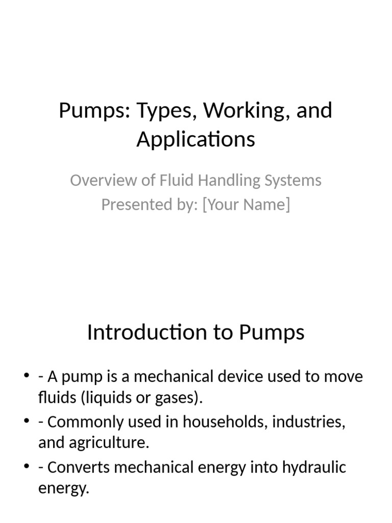 Types and Applications of Pumps | PDF