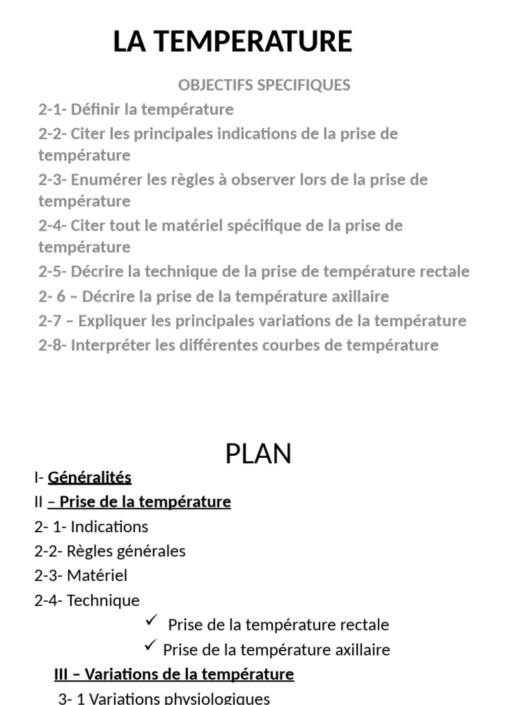 Guide complet sur la prise de température PDF Température Fièvre — free download