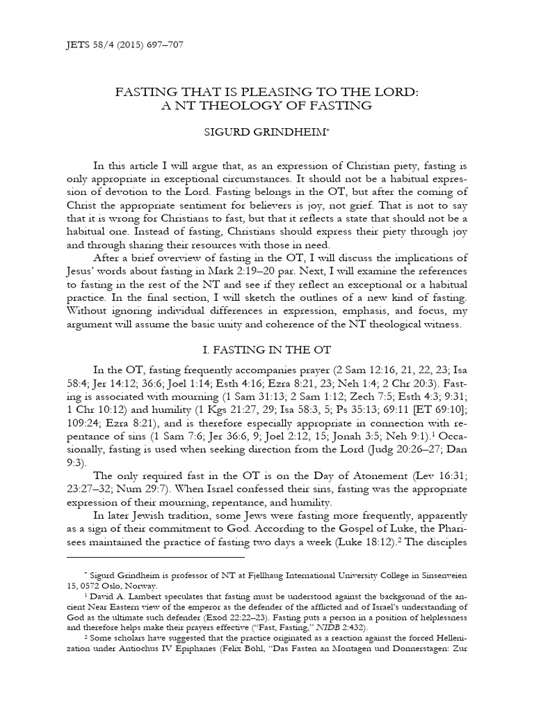 Fasting That Is Pleasing To The Lord A N | PDF | Gospel Of Mark | Jesus