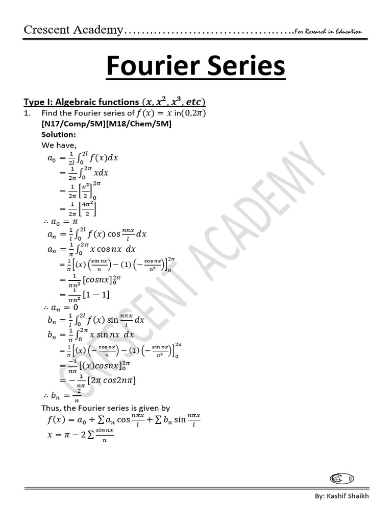 Fourier Series Solutions and Analysis | PDF | Euclidean Geometry ...