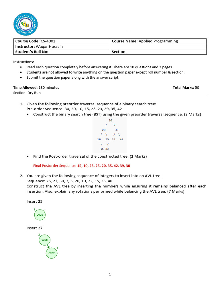 Final Exam: Applied Programming CS-4002 | PDF | Vertex (Graph Theory ...