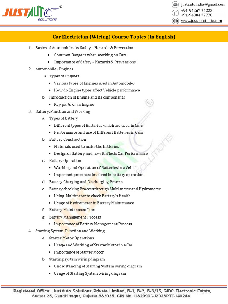 Car Electrician Training Course Overview | PDF | Car | Relay