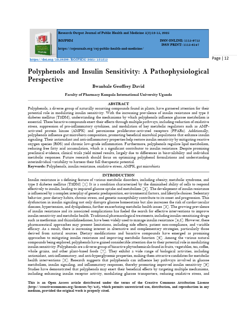 Polyphenols and Insulin Sensitivity: A Pathophysiological Perspective ...