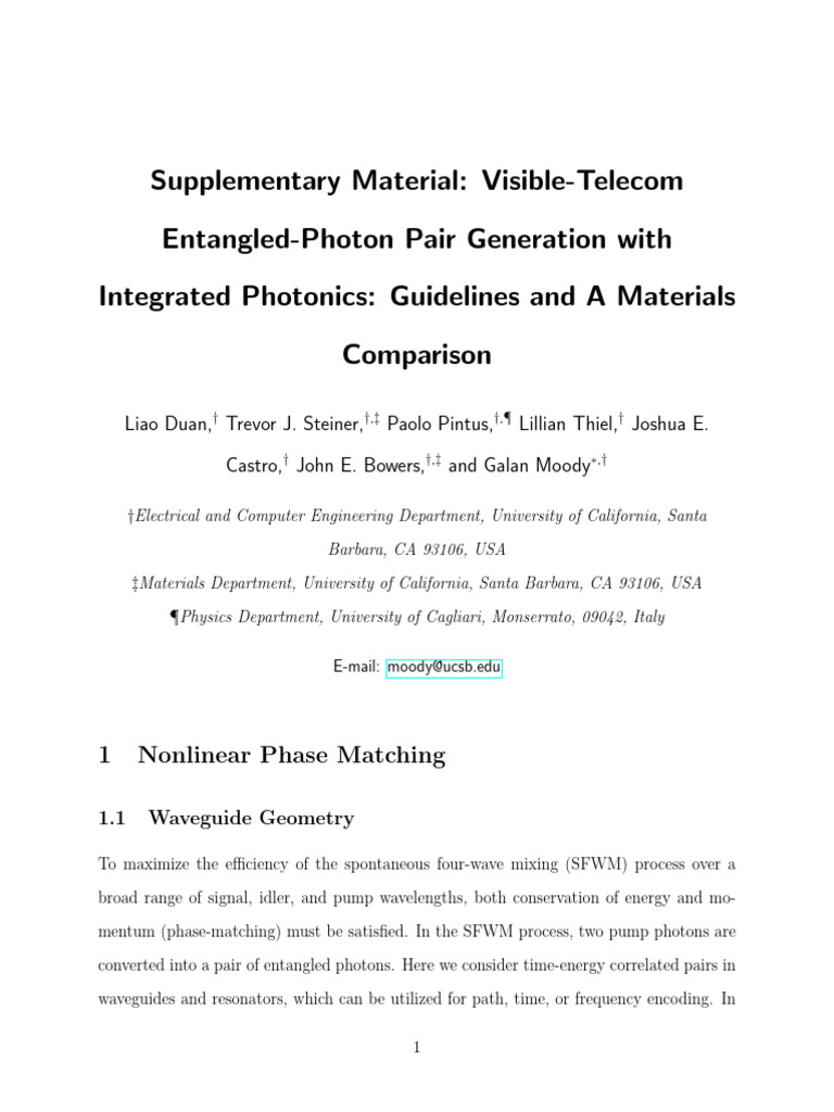 Entangled-Photon Generation in Waveguides | PDF | Nonlinear Optics ...