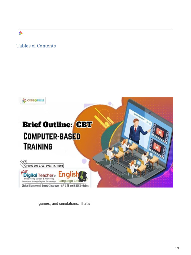 Computer-Based Training CBT Meaning and Advantages | PDF | Educational ...