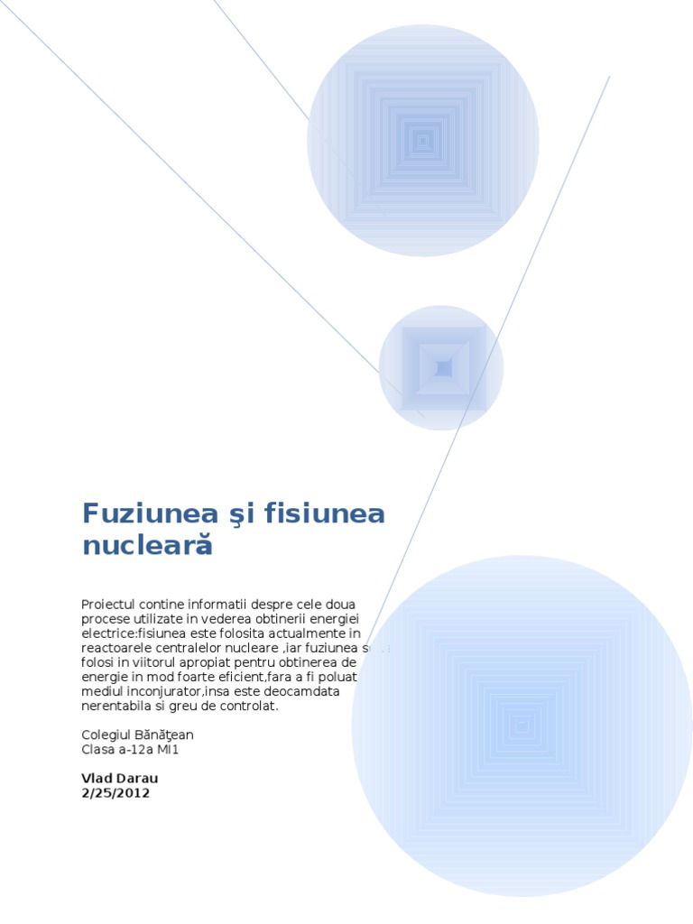 Fuziunea Si Fisiunea NuclearÄƒ