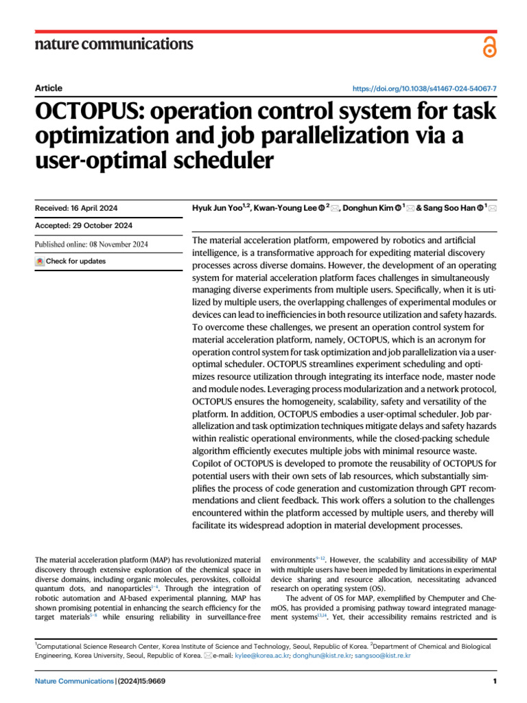 OCTOPUS - Operation Control System For Task Optimization and Job ...