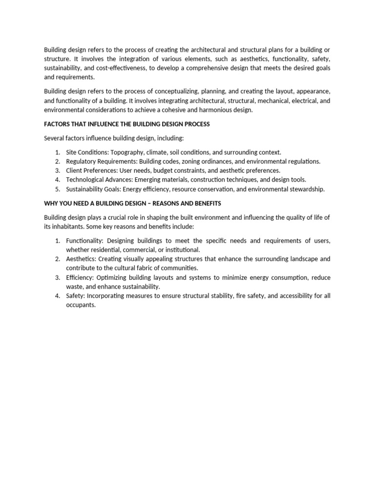 Building Design: Key Factors and Benefits | PDF | Building | Sustainability