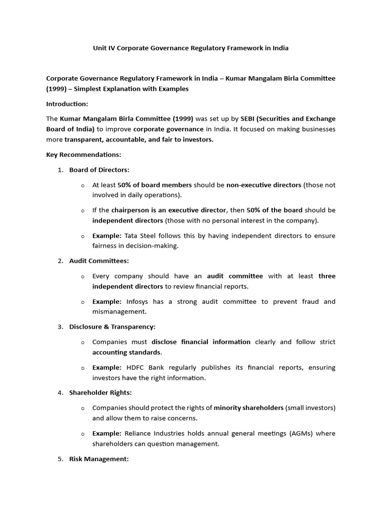 Corporate Governance in India: A Framework | PDF | Corporate Governance ...