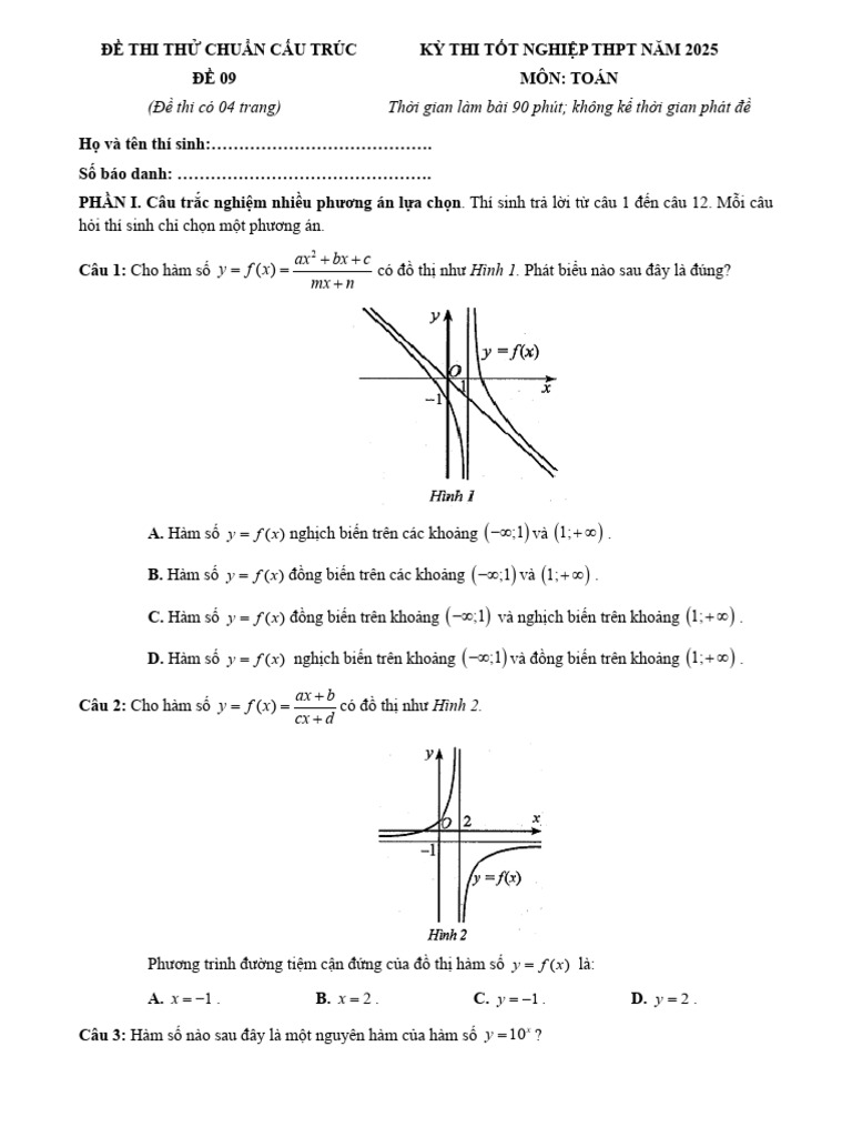 Đề 09. Đề Thi Thử Tn Thpt 2025 Môn Toán - Bộ 2 (Lg) | PDF