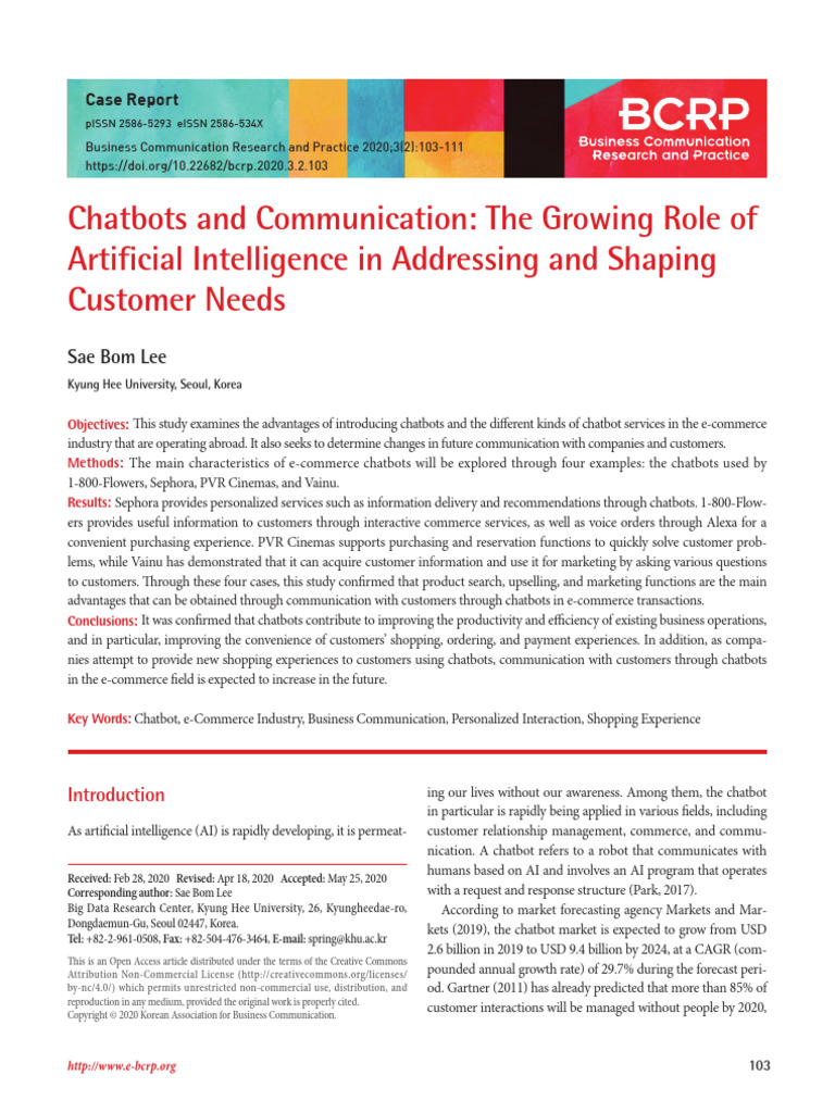 Chatbots and Communication The Growing Role of Art | PDF | Artificial ...