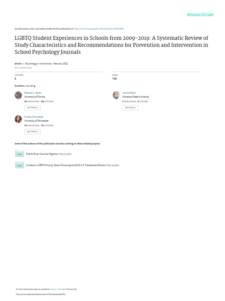 LGBTQ Student Experiences Review 2009-2019 | PDF | School Psychology ...