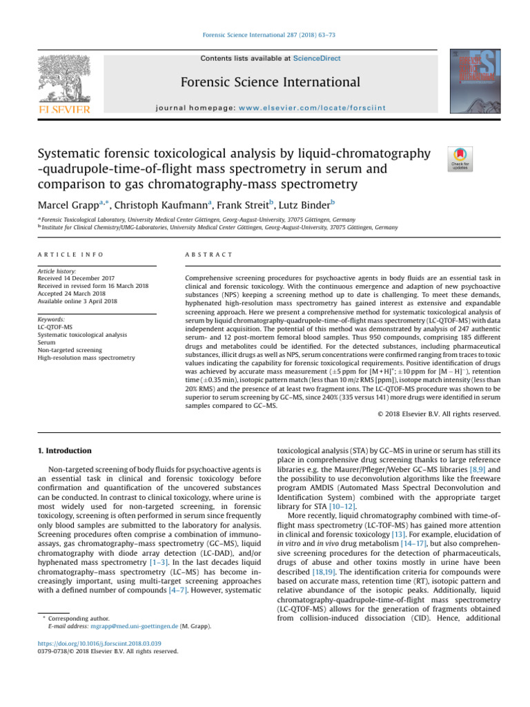 Forensic Toxicology: LC-QTOF-MS Analysis | PDF | Gas Chromatography ...