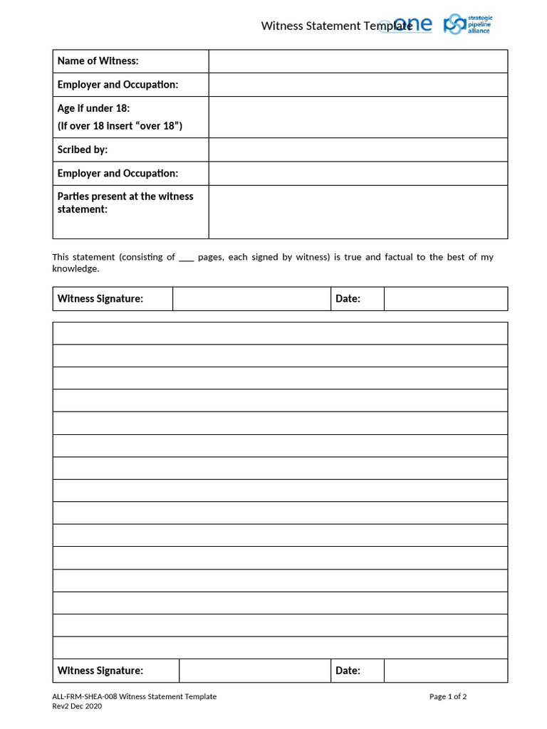Witness Statement Template Download | PDF