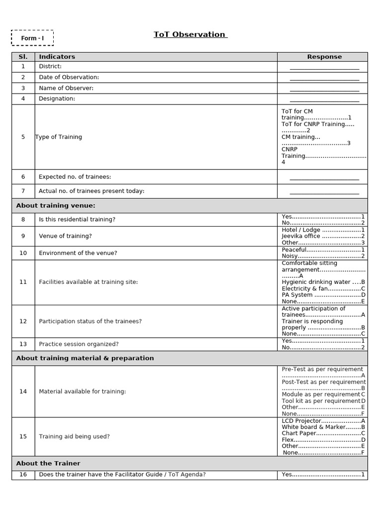 ToT & Training Observation | PDF | Psychological Concepts | Psychology