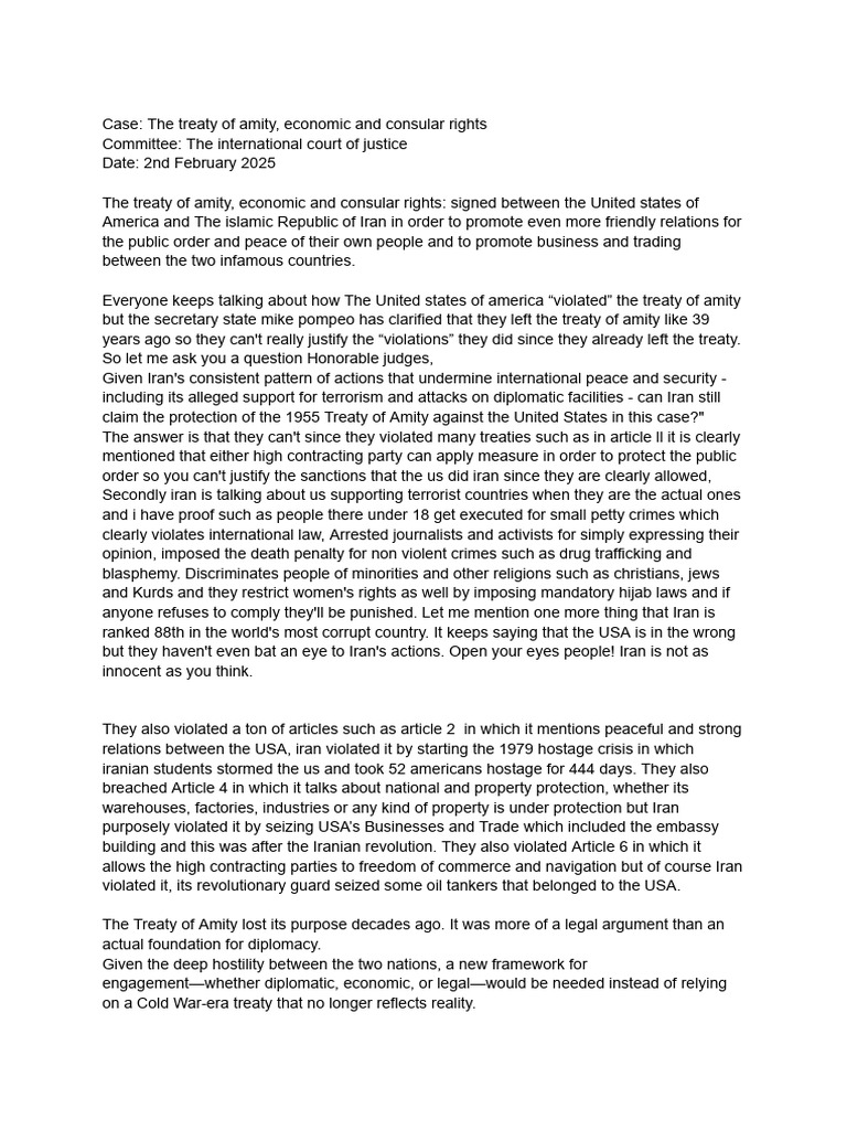 Case_ The treaty of amity, economic and consular rights | PDF ...