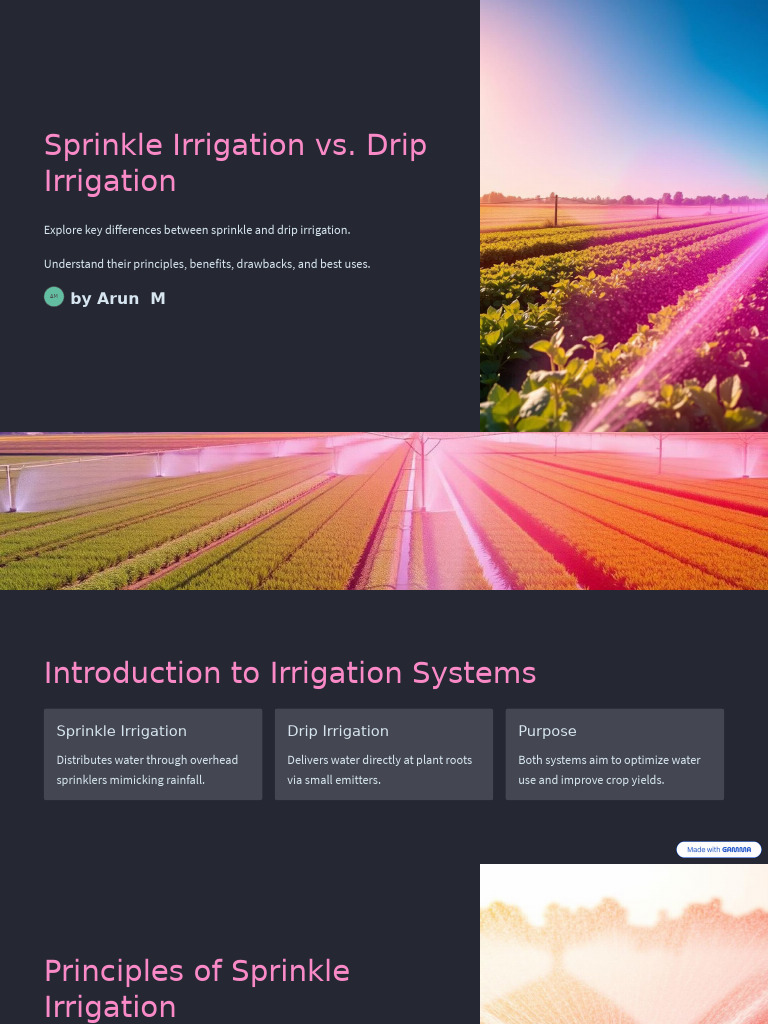 Sprinkle Irrigation Vs Drip Irrigation | PDF | Irrigation | Water ...