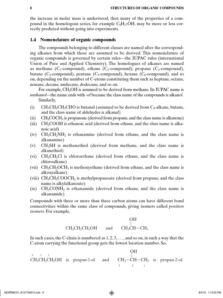 Nomenclature of Organic Compounds Guide | PDF | Functional Group | Alkane