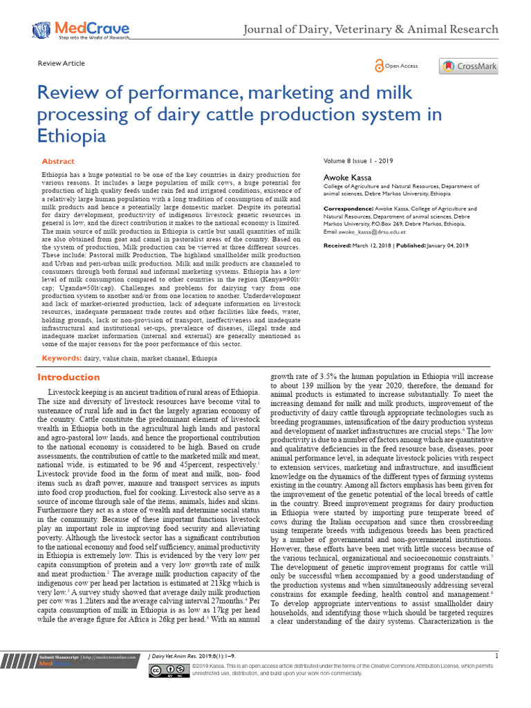 Dairy Cattle Production in Ethiopia | PDF | Dairy Cattle | Cattle