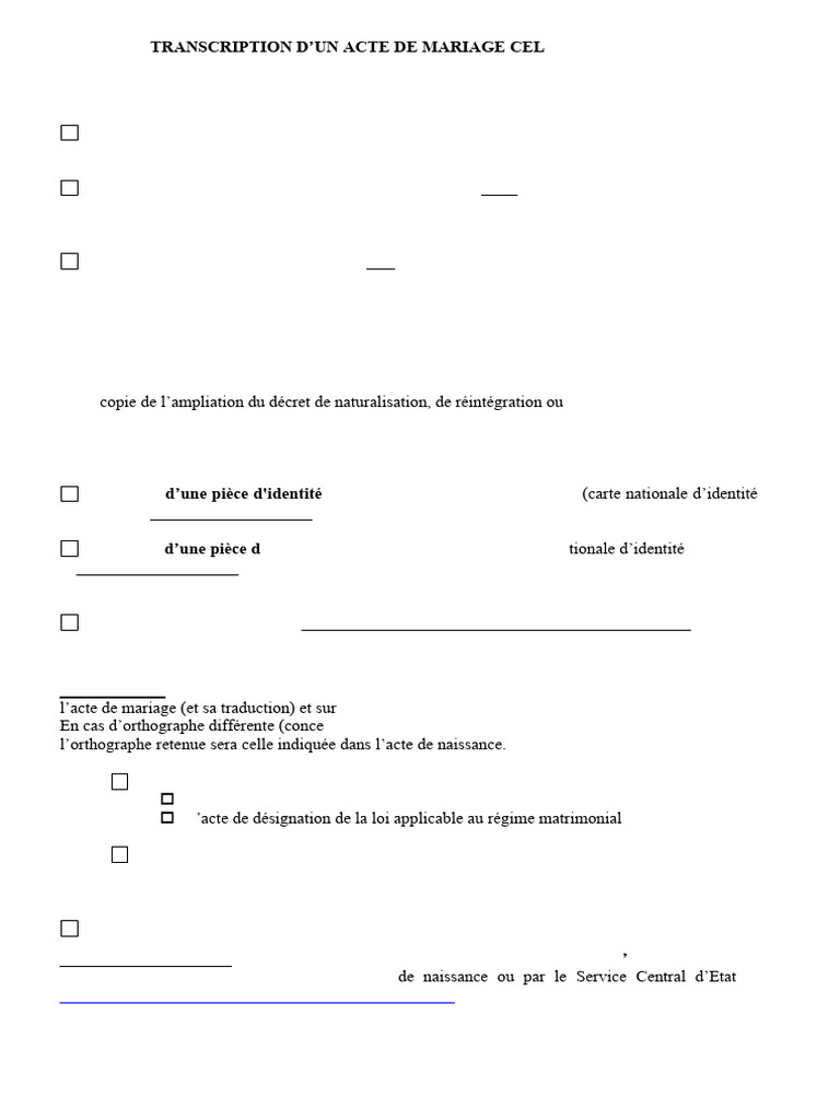 Transcription Acte de Mariage Maroc | PDF | Certificat de naissance ...