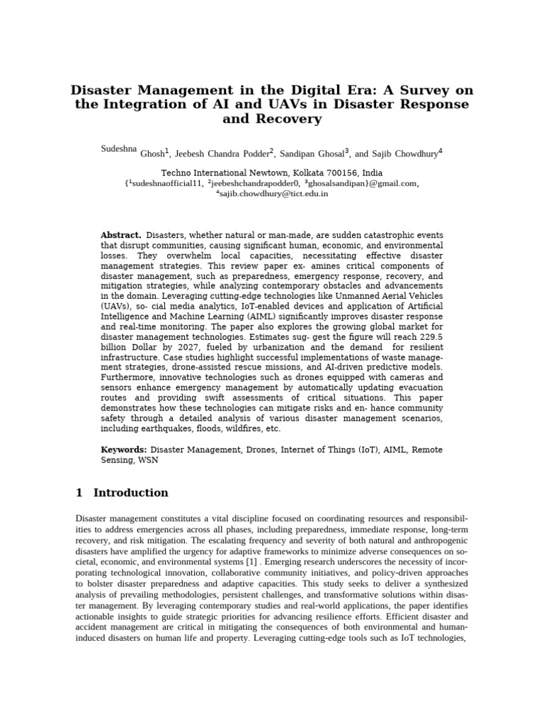 AI and UAVs in Modern Disaster Management | PDF | Emergency Management ...
