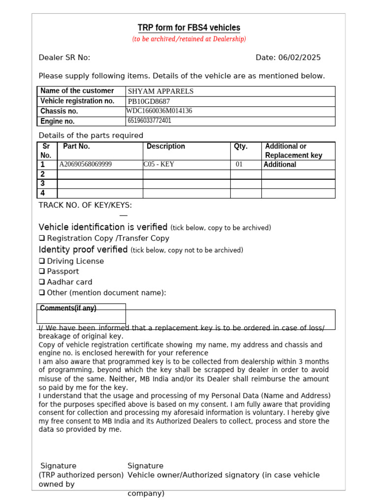 Annexure G.3 - TRP Form For FBS4 Vehilces | PDF