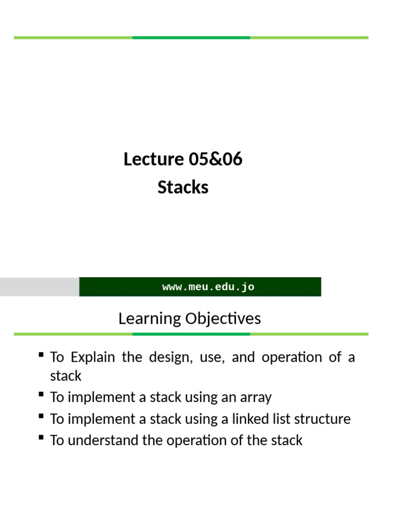 Lecture 0506 - Stack - Last | PDF | Computer Programming | Algorithms ...