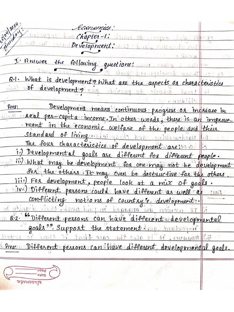 Economics Chapter.1 Development Full Notes | PDF