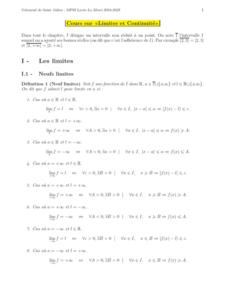 Caractérisation des limites de fonctions PDF Limite (mathématiques — free download