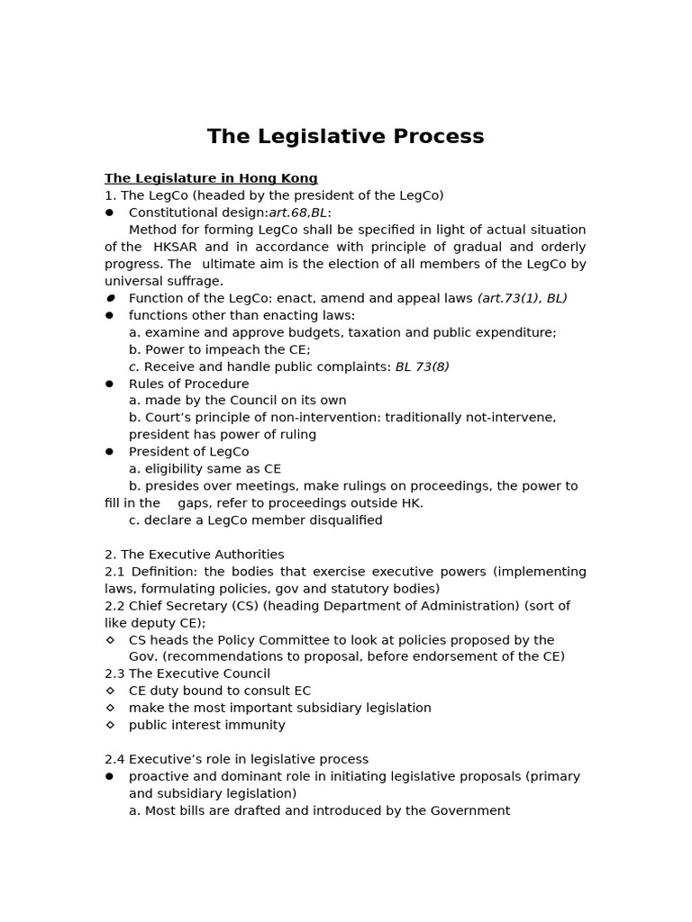 Hong Kong Legislative Process Overview | PDF | Governance | Political Law