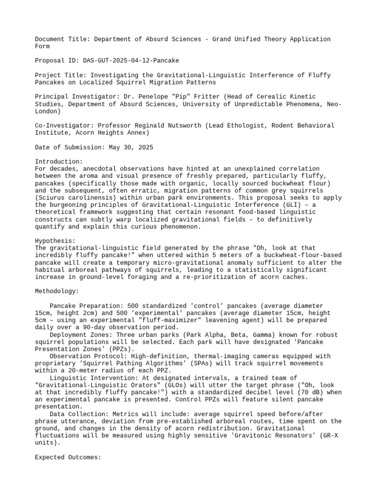 2 Department of Absurd Sciences - Grand Unified Theory Application Form ...