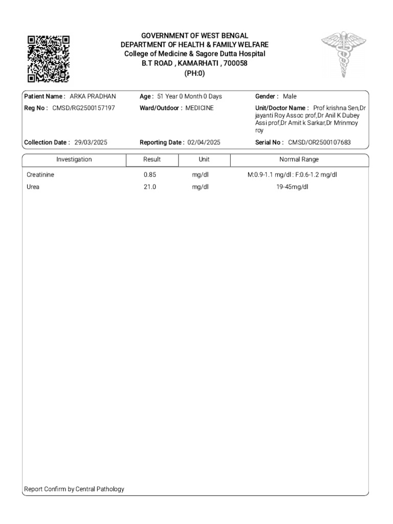 Patient Lab Report: Arka Pradhan | PDF