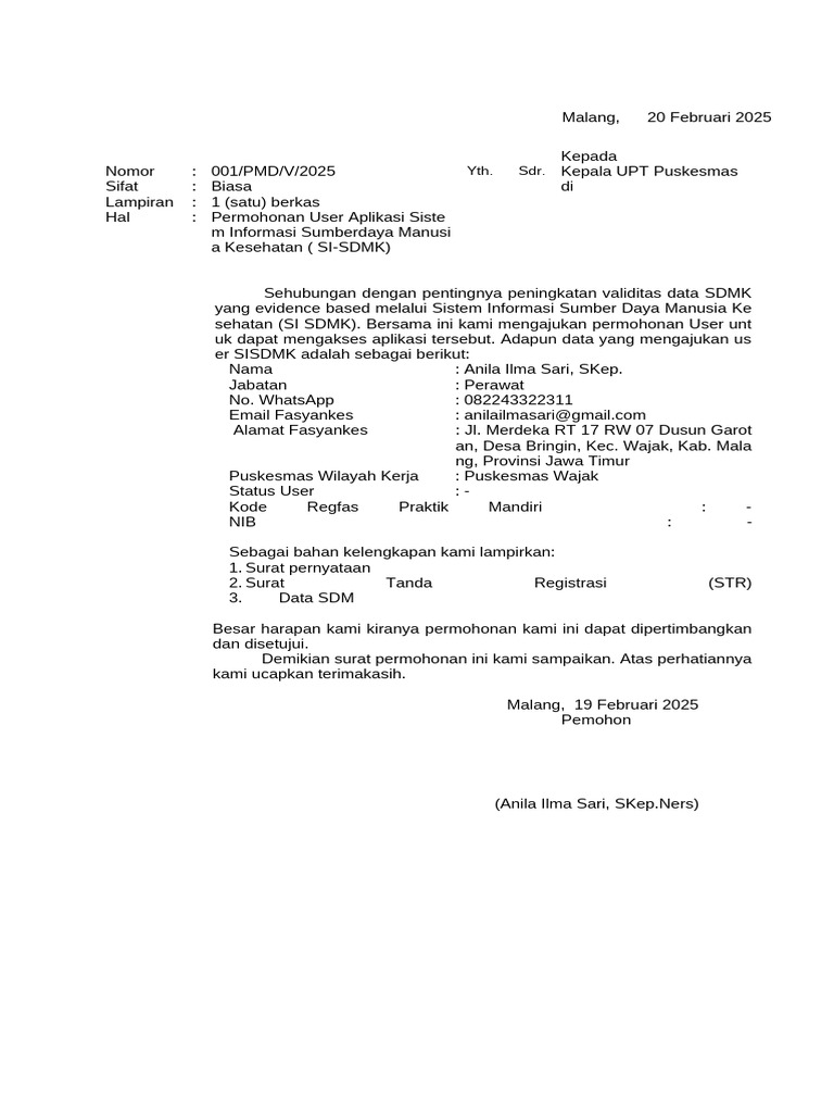 Permohonan Akses SI-SDMK oleh Perawat | PDF