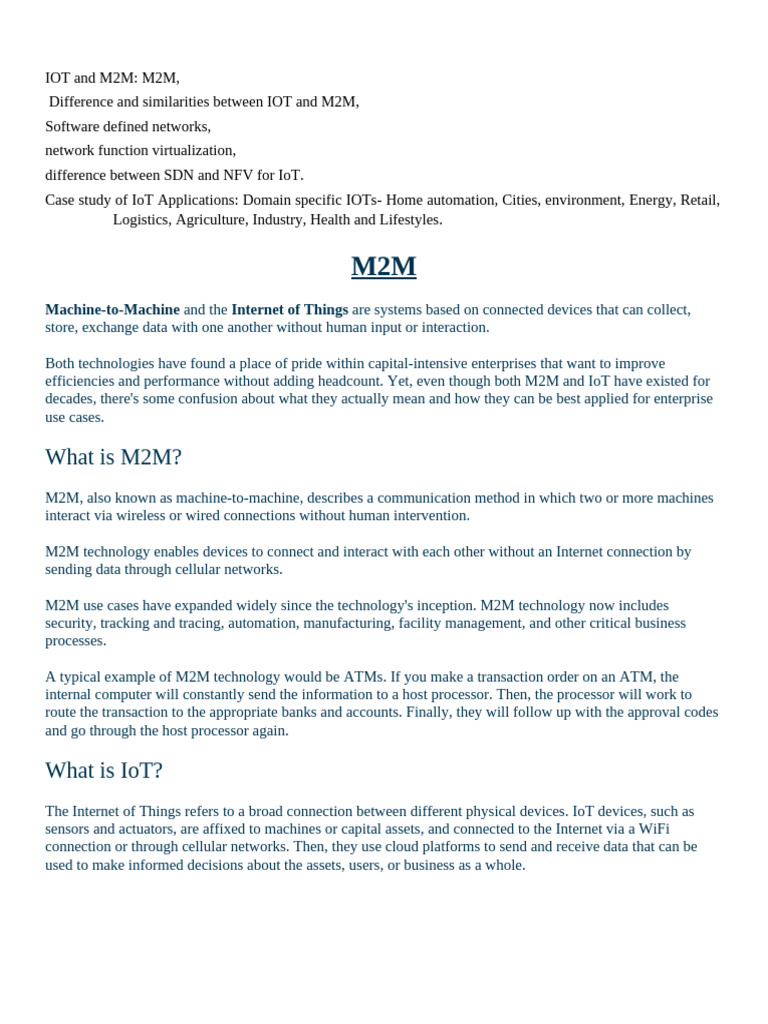 IoT vs M2M: Key Differences Explained | PDF | Internet Of Things ...